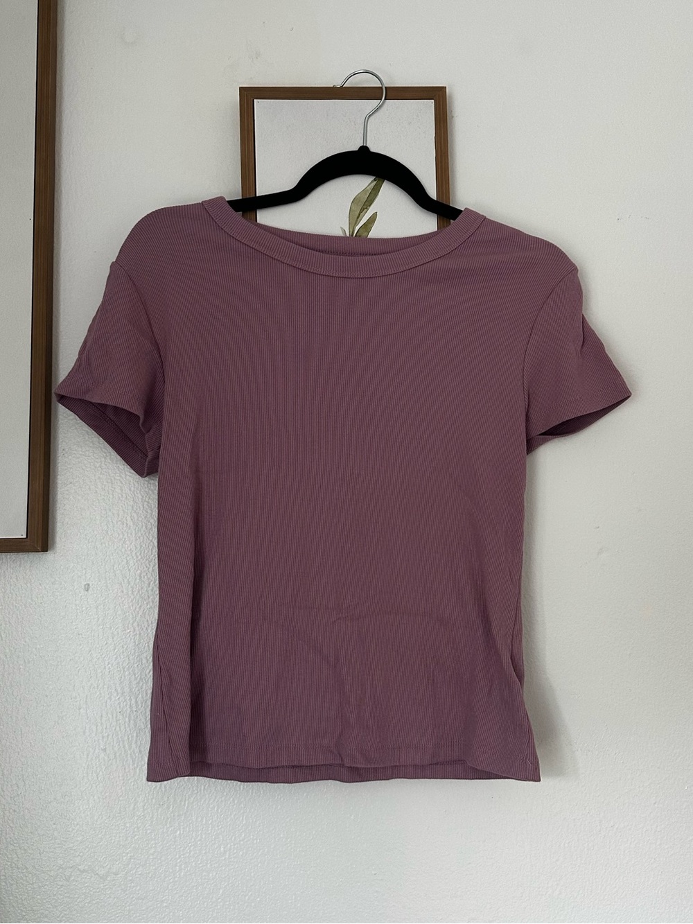 Women's Mauve Ribbed Short Sleeve Top